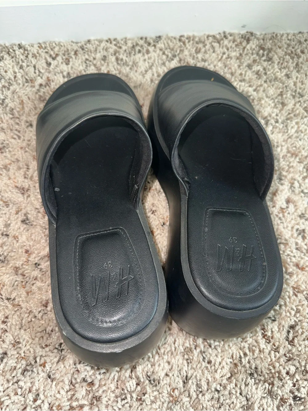 H&M Black Platform Slide Sandals